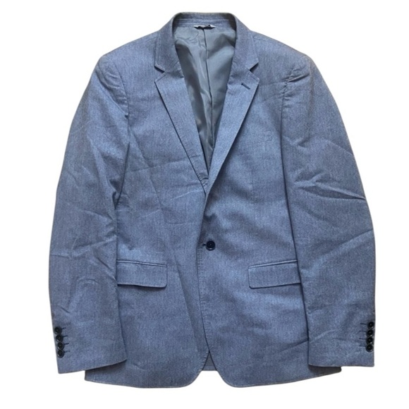 le chateau Other - Men’s Grey Blue Blazer One Button Cotton Polyester Sport Coat Le Chateau